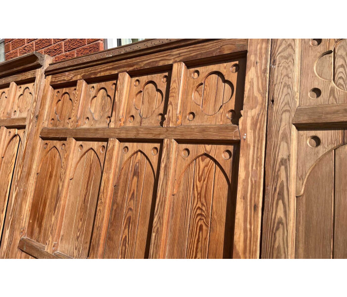A quantity of matched Gothic pitch pine panelling 5
