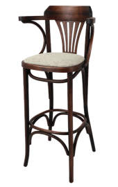 Fanback Bentwood High Stool With Arms Upholstered Seat 1