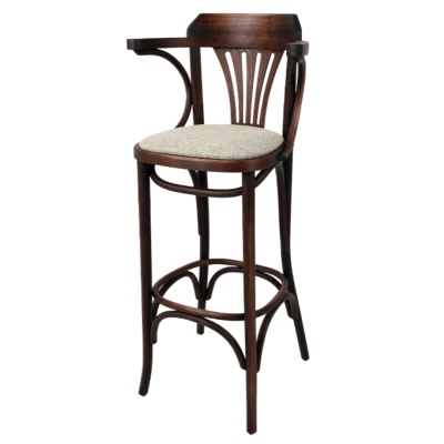 Fanback Bentwood High Stool With Arms Upholstered Seat 1