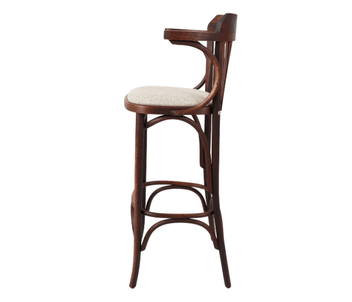 Fanback Bentwood High Stool With Arms Upholstered Seat 3