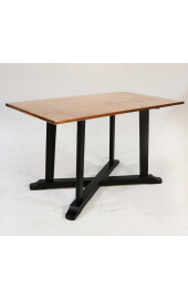 Rectangular copper topped table with black painted timber base 1