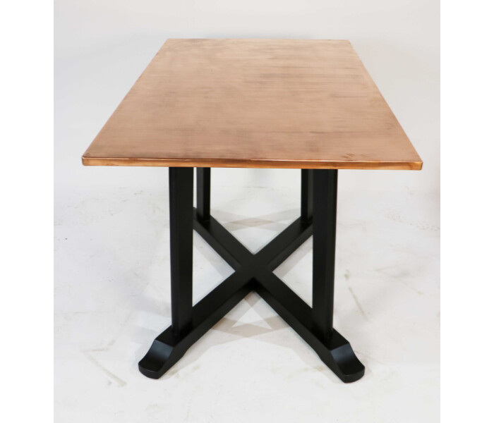 Rectangular copper topped table with black painted timber base 3