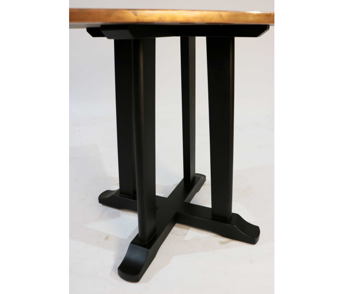 Square copper top table with black painted timber base 2 available 3