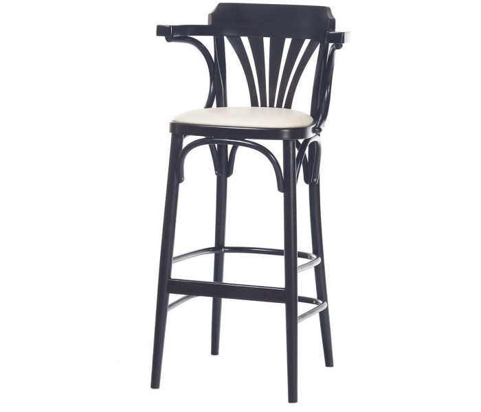 Number 135 Fanback Bentwood High Stool With Arms & Upholstered Seat