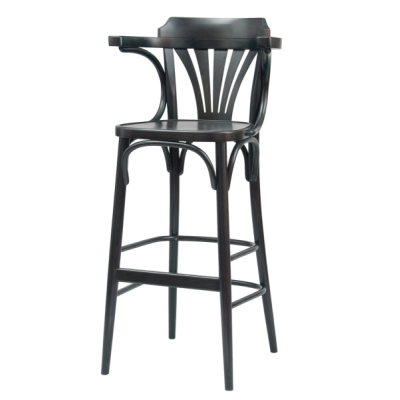 Number 135 Fanback Bentwood High Stool With Arms & Polished Seat