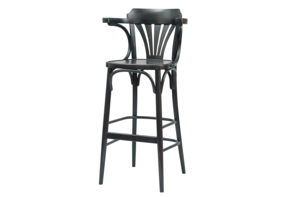 Number 135 Fanback Bentwood High Stool With Arms & Polished Seat