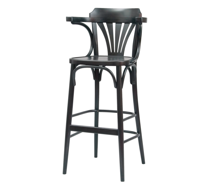 Number 135 Fanback Bentwood High Stool With Arms & Polished Seat