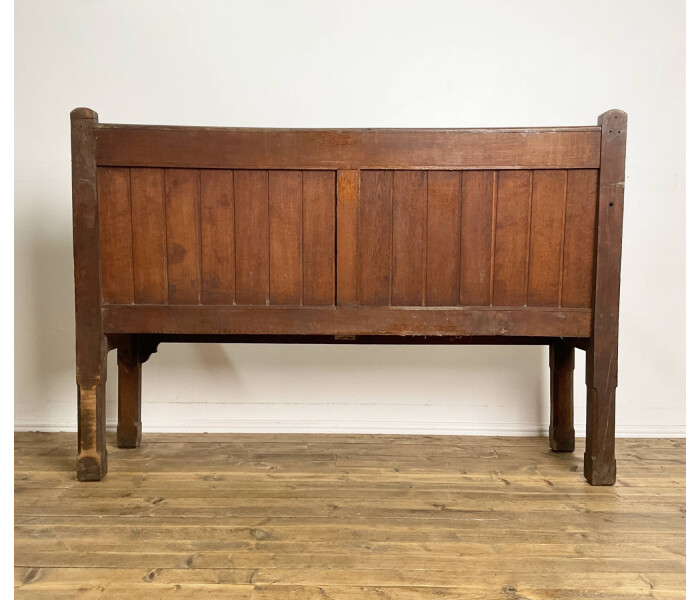 19th Century Solid Oak Gothic Three Seater Bench 6