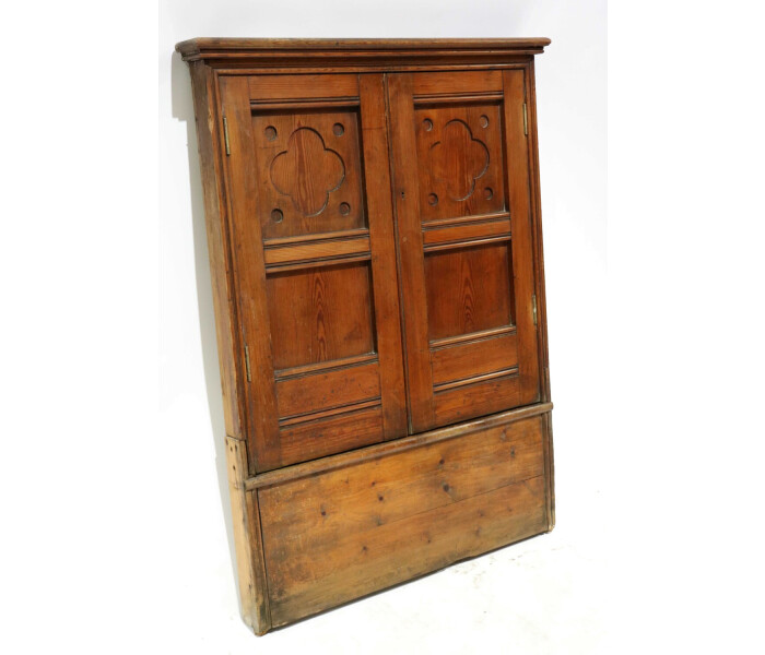 A 19th century gothic pine narrow cupboard 1