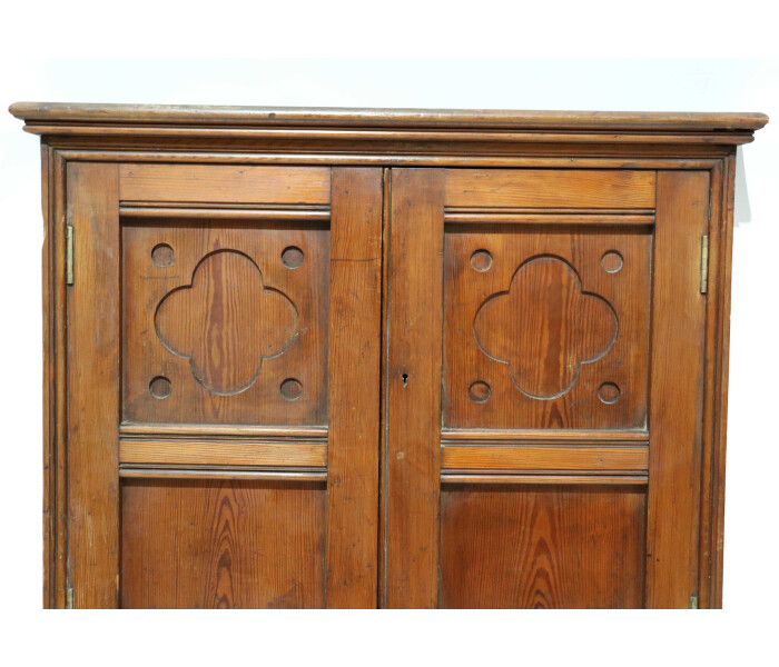 A 19th century gothic pine narrow cupboard 3