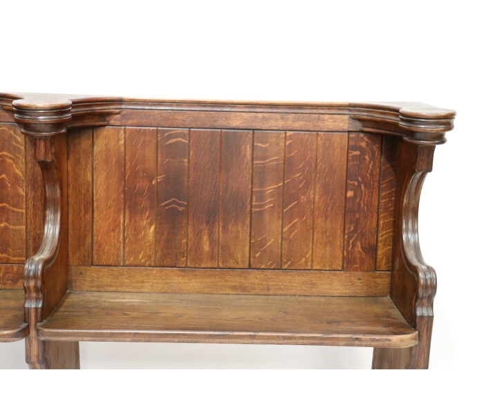 A near pair of panelled back benches 3