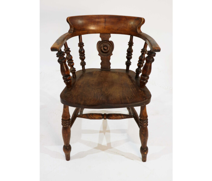 A pair of late 19th century smokers Bows captains chairs 2