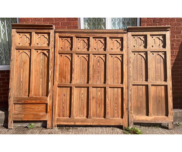 A quantity of matched Gothic pitch pine panelling 1