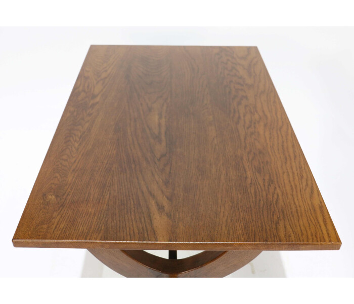 A very interesting X frame trestle ended solid oak dining table 4