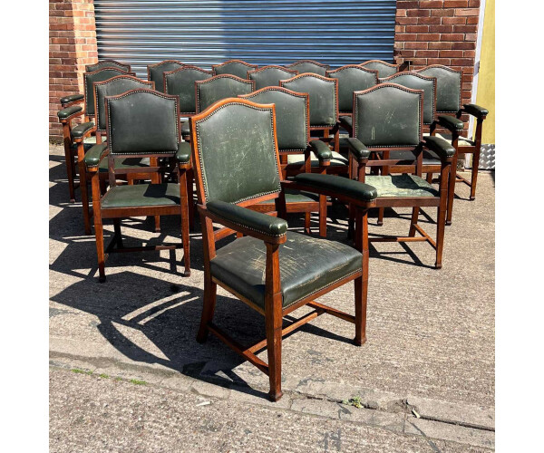 A very rare fantastic set of 18 early 20th century solid oak matching armchairs 1