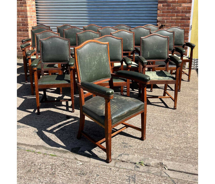 A very rare fantastic set of 18 early 20th century solid oak matching armchairs 1