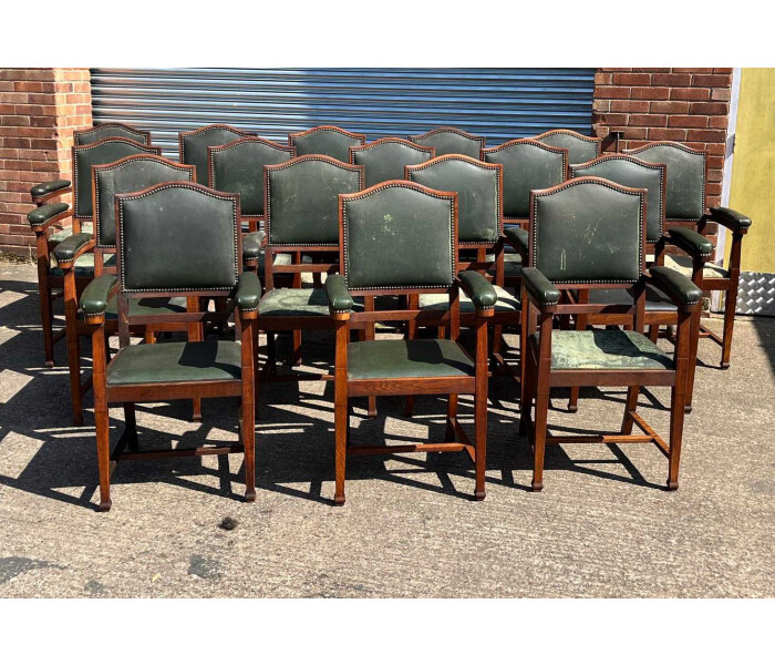 A very rare fantastic set of 18 early 20th century solid oak matching armchairs 2