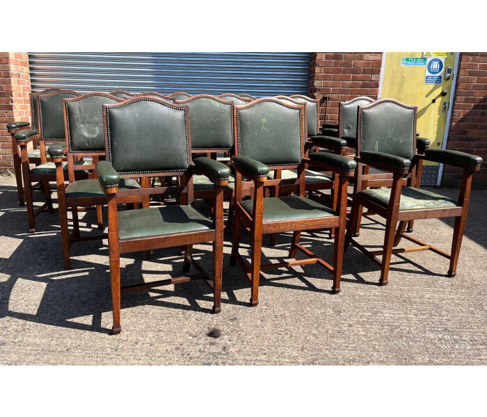 A very rare fantastic set of 18 early 20th century solid oak matching armchairs 3