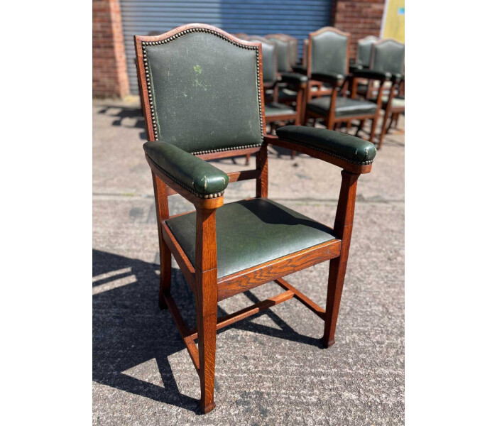 A very rare fantastic set of 18 early 20th century solid oak matching armchairs 4