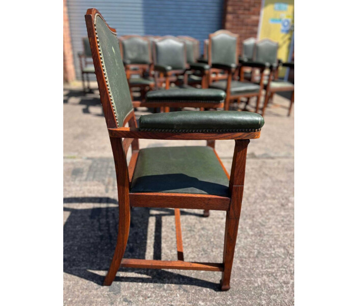 A very rare fantastic set of 18 early 20th century solid oak matching armchairs 5