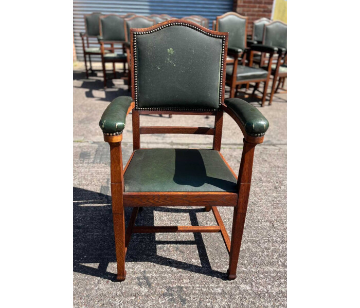 A very rare fantastic set of 18 early 20th century solid oak matching armchairs 6