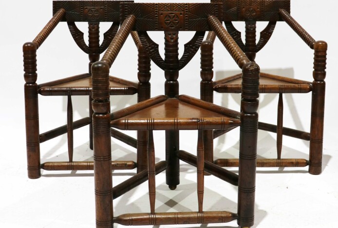 A very unusual set of nine 19th century Turners chairs in oak 1