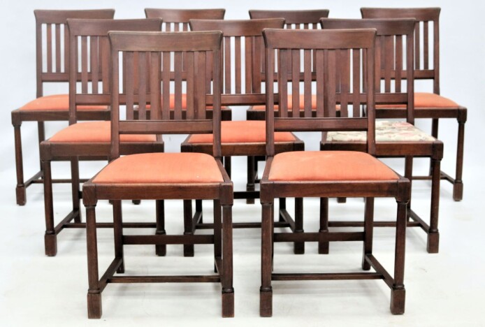 CHA0001 Set of nine mahogany framed dining chairs circa 1905 1