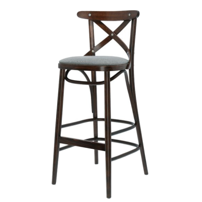 Crossback Bentwood High Stool Upholstered 1