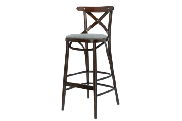 Crossback Bentwood High Stool Upholstered 1