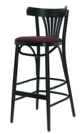 Fanback Bentwood High Stool Upholstered 1