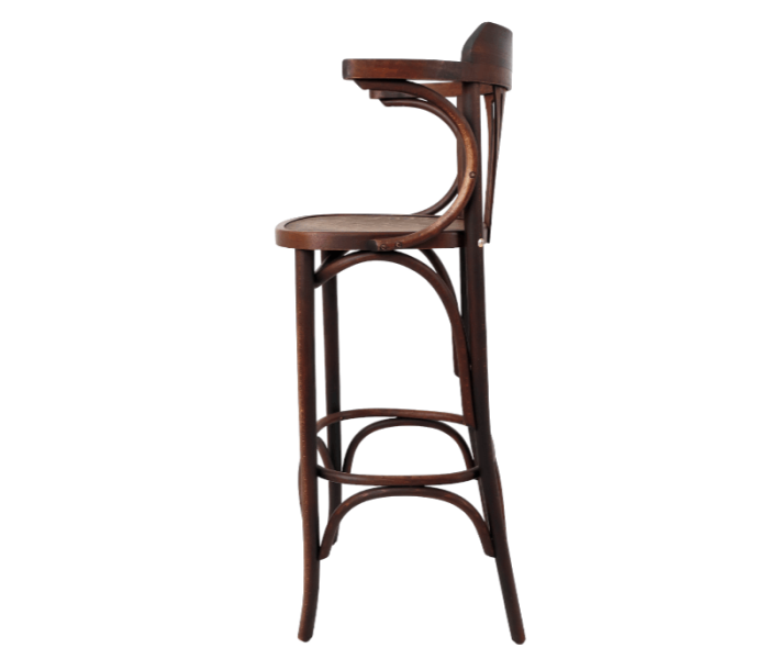 Fanback Bentwood High Stool With Arms Polished Seat 2