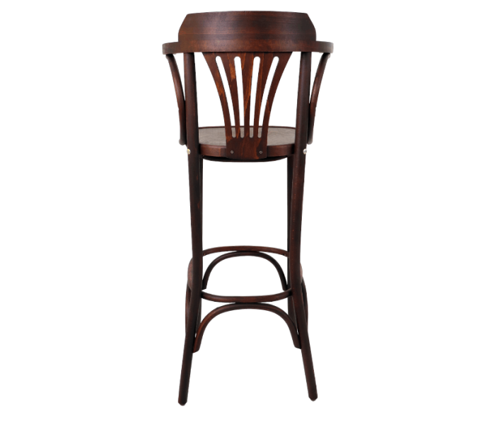 Fanback Bentwood High Stool With Arms Polished Seat 3