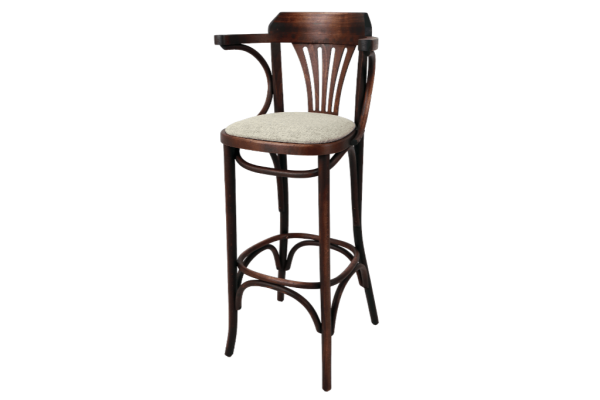 Fanback Bentwood High Stool With Arms Upholstered Seat 1