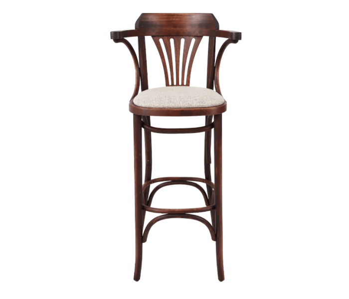 Fanback Bentwood High Stool With Arms Upholstered Seat 2