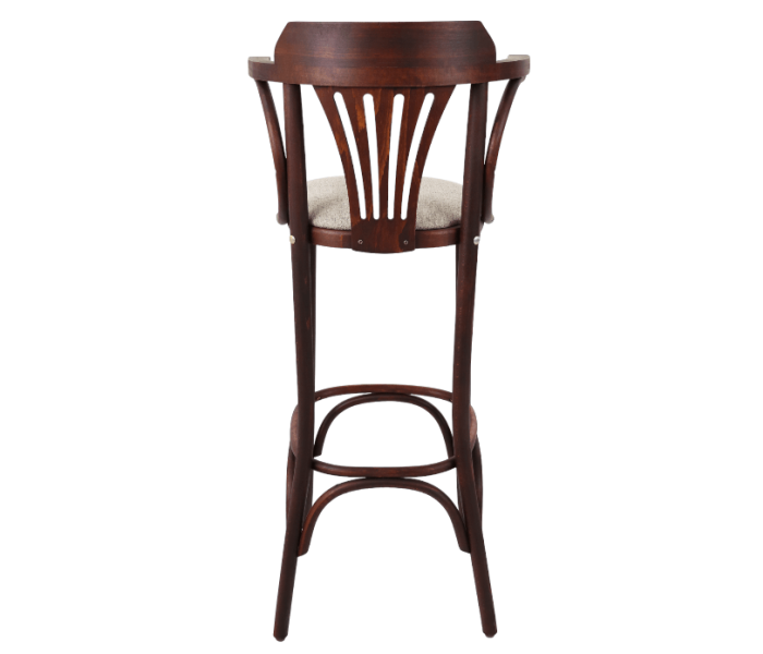 Fanback Bentwood High Stool With Arms Upholstered Seat 4