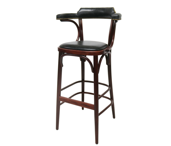 Number 135 Openback Bentwood High Stool With Arms Fully Upholstered