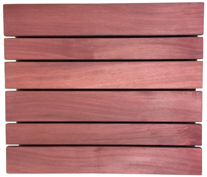 Iroko slatted top stained mahogany