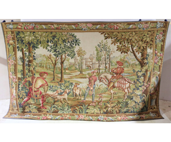 Large French Tapestry Hunting Scene 1