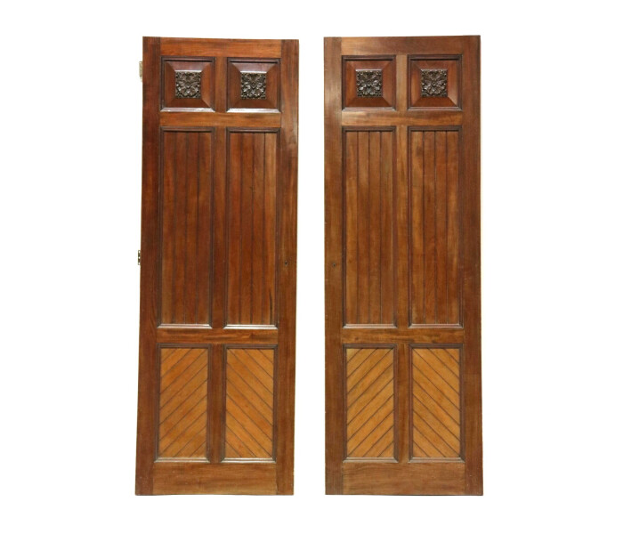 Pair of late 19th century mahogany wardrobe doors 1