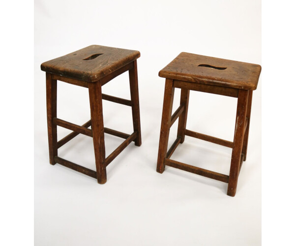 Pair of solid oak bar stools Rectangular 1