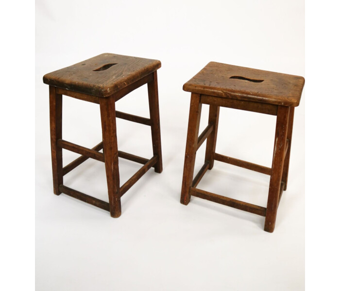 Pair of solid oak bar stools Rectangular 1
