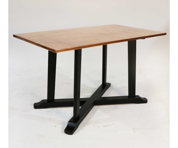 Rectangular copper topped table with black painted timber base 1