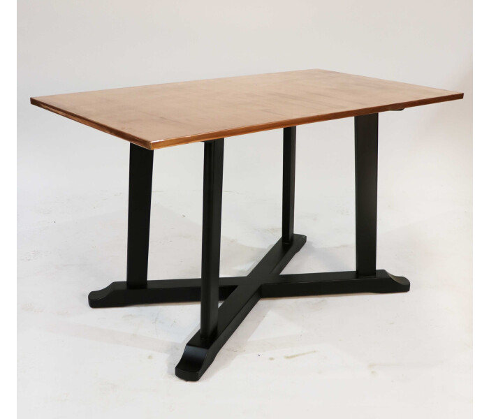 Rectangular copper topped table with black painted timber base 1