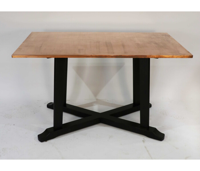Rectangular copper topped table with black painted timber base 2
