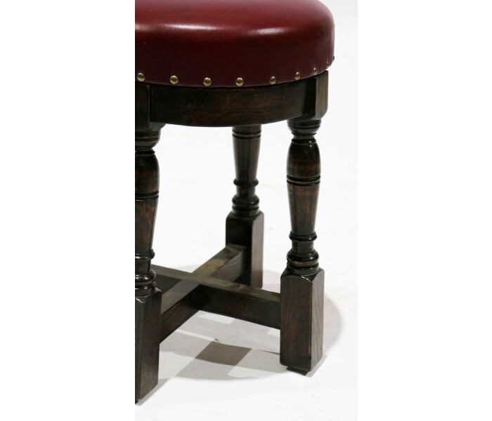 Red Leather Upholstered Low Stool 2