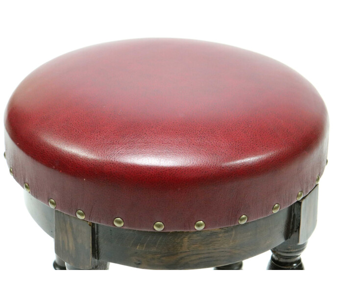 Red Leather Upholstered Low Stool 3