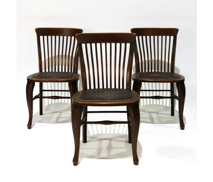 Set of 3 slat back dining chairs 2
