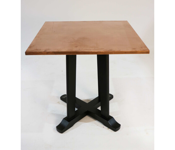 Square copper top table with black painted timber base 2 available 1
