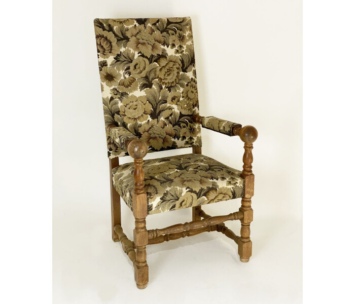 Very imposing Flemish 18th century style oak armchair 1